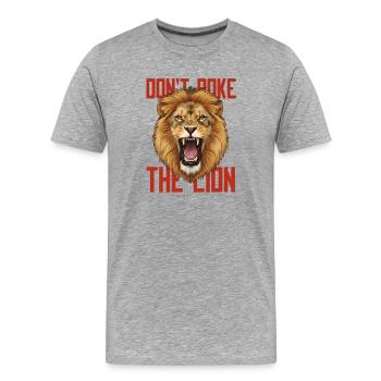 Don't Poke The Lion - Brüllender Löwe Design - Männer Premium Bio T-Shirt - Grau meliert - Vorne - Damien (186cm)