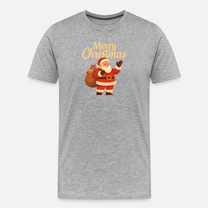 Fröhlicher Santa mit Geschenkesack - Männer Premium Bio T-Shirt - Grau meliert