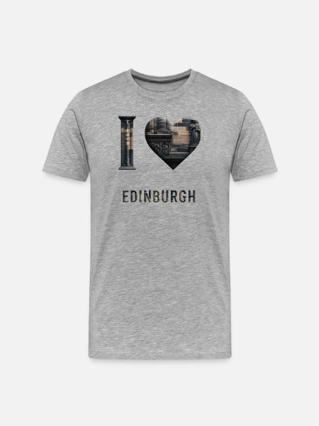 I Love Edinburgh – Stone City Architecture - Men's Premium Organic T-Shirt - heather grey