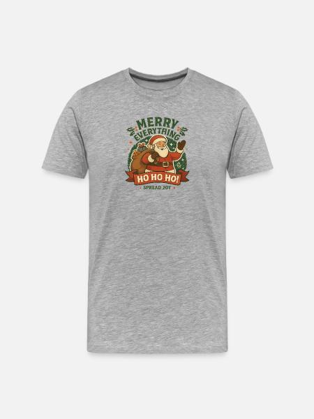 Santa Spread Joy Christmas Motif - Men's Premium Organic T-Shirt - heather grey