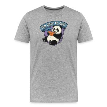 Too Cozy To Quit Panda - Men's Premium Organic T-Shirt - heather grey - Front - Damien (186cm)
