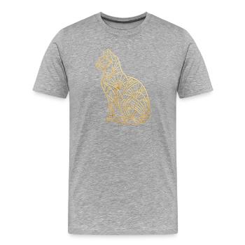 Goldene Katze im Art-Déco-Stil - Männer Premium Bio T-Shirt - Grau meliert - Vorne - Damien (186cm)