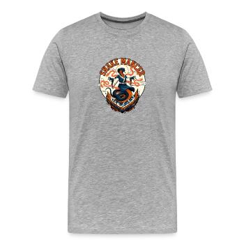 Serpent Mancer, Cobra, Magicien Oriental, Art Oriental - T-shirt bio Premium Homme - gris chiné - Devant - Damien (186cm)