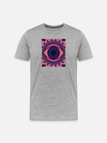 Psychedelic Eye Mandala - Men's Premium Organic T-Shirt - heather grey