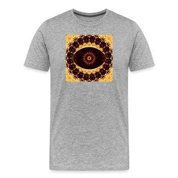 Mandala Kaléidoscope Solaire - T-shirt bio Premium Homme - gris chiné - Devant - Damien (186cm)