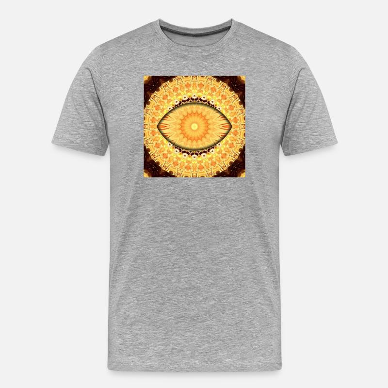 Sonnenmandala Kaleidoskop - Männer Premium Bio T-Shirt - Grau meliert