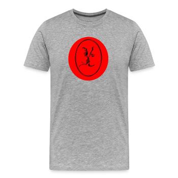 Red Kiss Line Style Portrait - Men's Premium Organic T-Shirt - heather grey - Front - Damien (186cm)