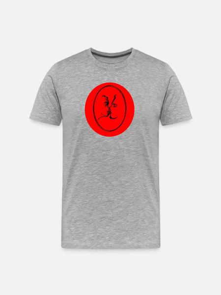 Red Kiss Line Style Portrait - Men's Premium Organic T-Shirt - heather grey