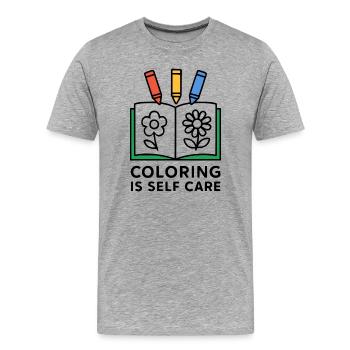 Colorier, c’est prendre soin de soi - T-shirt bio Premium Homme - gris chiné - Devant - Damien (186cm)