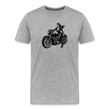 Sexy motorcycle girl - Men's Premium Organic T-Shirt - heather grey - Front - Damien (186cm)