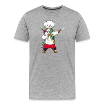 Funny Dabbing Unicorn Chef Cheficorn Culinary Cook - Men's Premium Organic T-Shirt - heather grey - Front - Damien (186cm)