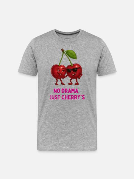 No Drama Cherries Charm - Men's Premium Organic T-Shirt - heather grey