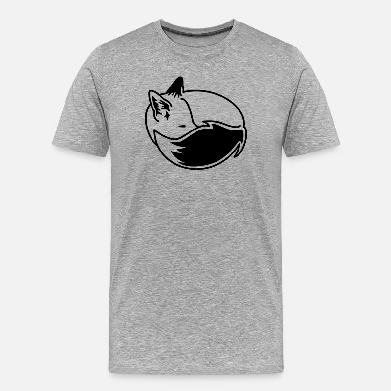 Fuchs eingekuschelt – Kawaii Fox Cartoon Design - Männer Premium Bio T-Shirt - Grau meliert
