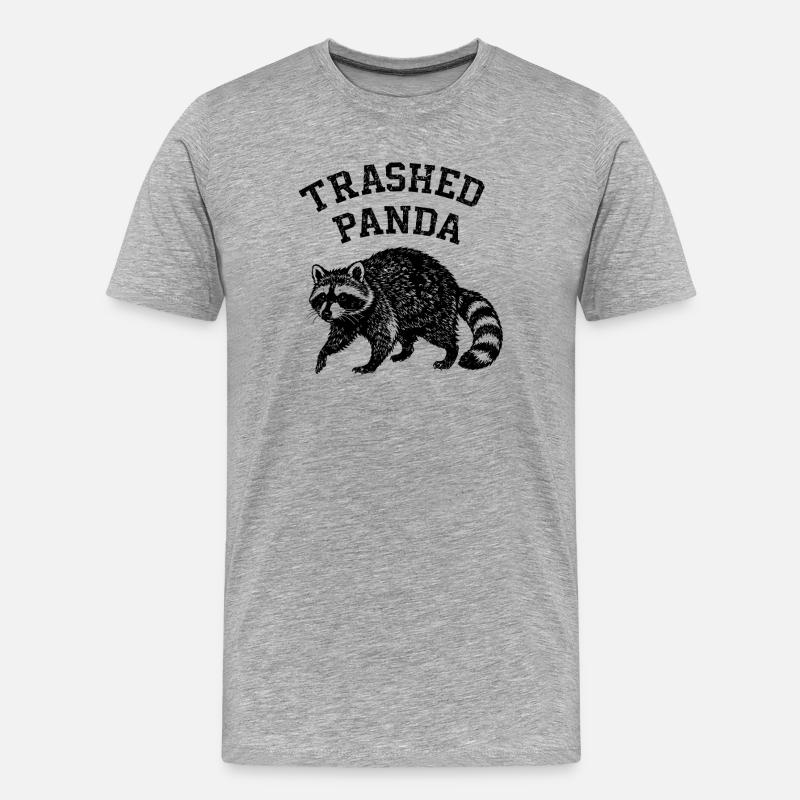 Trashed Panda - Männer Premium Bio T-Shirt - Grau meliert