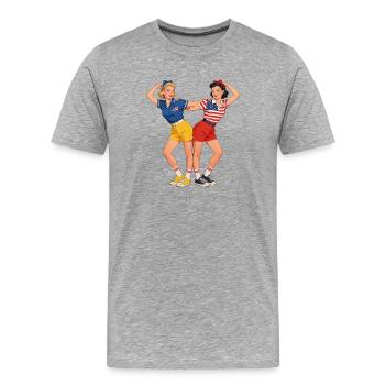 Pin-Up Patriot Duo - T-shirt bio Premium Homme - gris chiné - Devant - Damien (186cm)