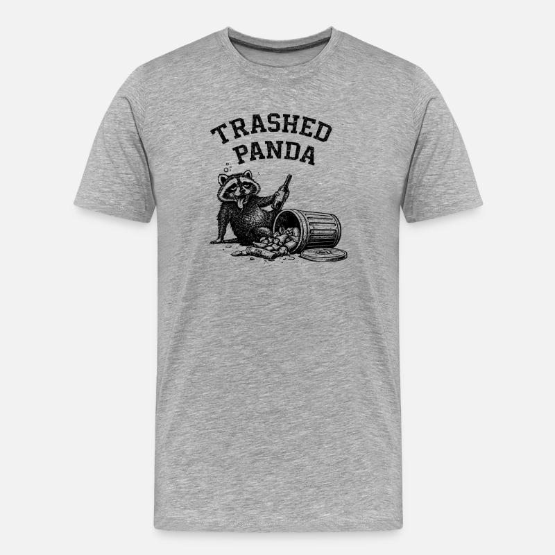 Trashed Panda - Männer Premium Bio T-Shirt - Grau meliert