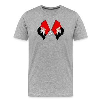 Drapeaux croisés du Buckinghamshire - T-shirt bio Premium Homme - gris chiné - Devant - Damien (186cm)