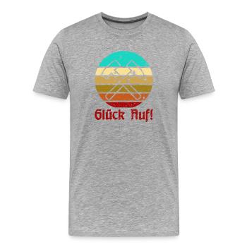 Glück Auf! - Ruhrpott - Zeche - Zollverein - Männer Premium Bio T-Shirt - Grau meliert - Vorne - Damien (186cm)