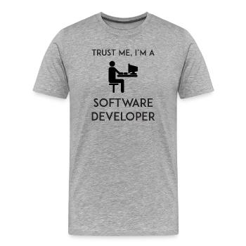 Croyez-moi, je suis développeur logiciel - T-shirt bio Premium Homme - gris chiné - Devant - Damien (186cm)