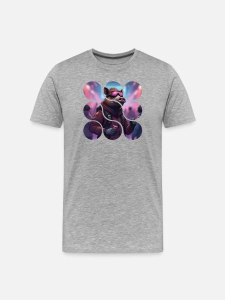 Neon Pig Club Adventure - Men's Premium Organic T-Shirt - heather grey