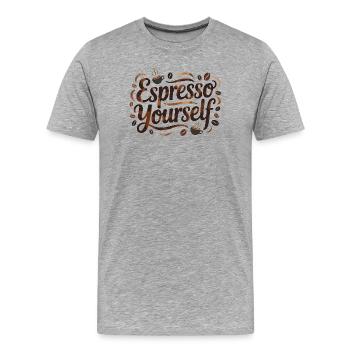 Espresso vous-même - T-shirt bio Premium Homme - gris chiné - Devant - Damien (186cm)
