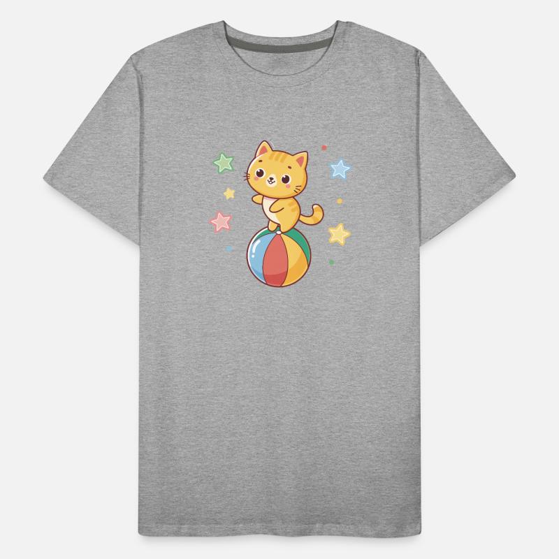 Cute kitten acrobat on a rainbow ball Men's Premium Organic T-Shirt