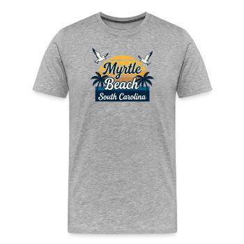 Myrtle Beach, South Carolina Retro-Sonnenuntergangsurlaub - Männer Premium Bio T-Shirt - Grau meliert - Vorne - Damien (186cm)