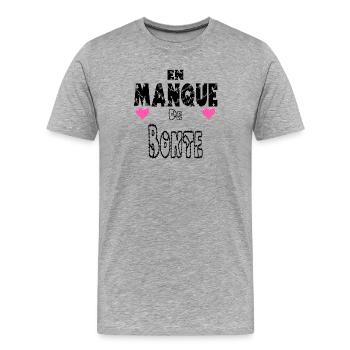 En Manque de Bonté - T-shirt bio Premium Homme - gris chiné - Devant - Damien (186cm)