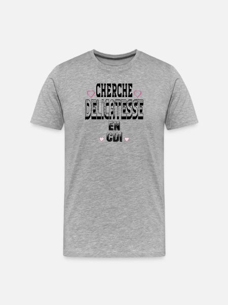 Cherche Délicatesse en CDI - T-shirt bio Premium Homme - gris chiné