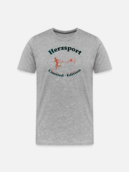Herzsport - Männer Premium Bio T-Shirt - Grau meliert