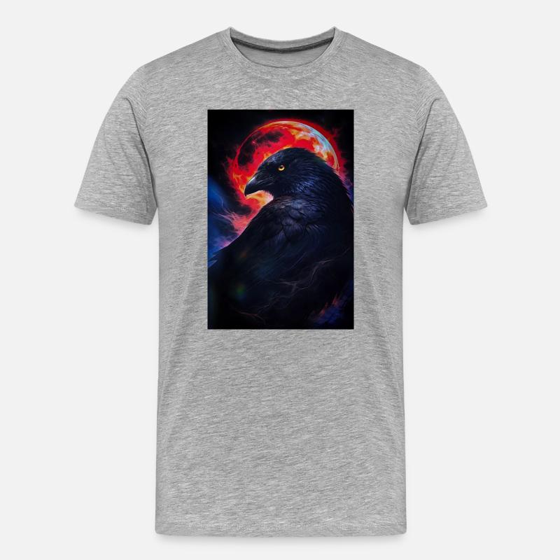 Rabe vor Feuermond - Männer Premium Bio T-Shirt - Grau meliert