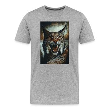 Wildkatze im Zorn - Männer Premium Bio T-Shirt - Grau meliert - Vorne - Damien (186cm)
