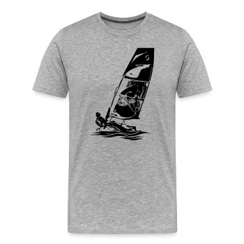 Skiff ouvert Dériveur à voile Régate de voiliers Enfants - T-shirt bio Premium Homme - gris chiné - Devant - Damien (186cm)