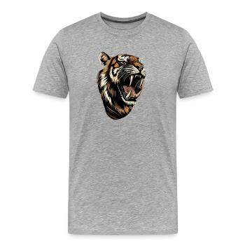 Saber-toothed tiger Smilodon Big cat Sabertooth tiger - Men's Premium Organic T-Shirt - heather grey - Front - Damien (186cm)
