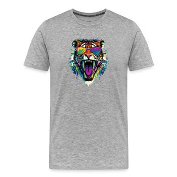 Saber-toothed tiger Smilodon Big cat Sabertooth tiger - Men's Premium Organic T-Shirt - heather grey - Front - Damien (186cm)