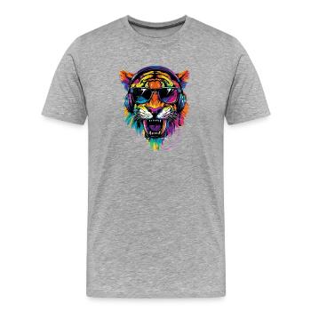 Saber-toothed tiger Smilodon Big cat Sabertooth tiger - Men's Premium Organic T-Shirt - heather grey - Front - Damien (186cm)
