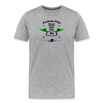 Fashion_City - T-shirt bio Premium Homme - gris chiné - Devant - Damien (186cm)