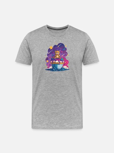 Teddy Bear Cupcake in the Cosmos - Men's Premium Organic T-Shirt - heather grey