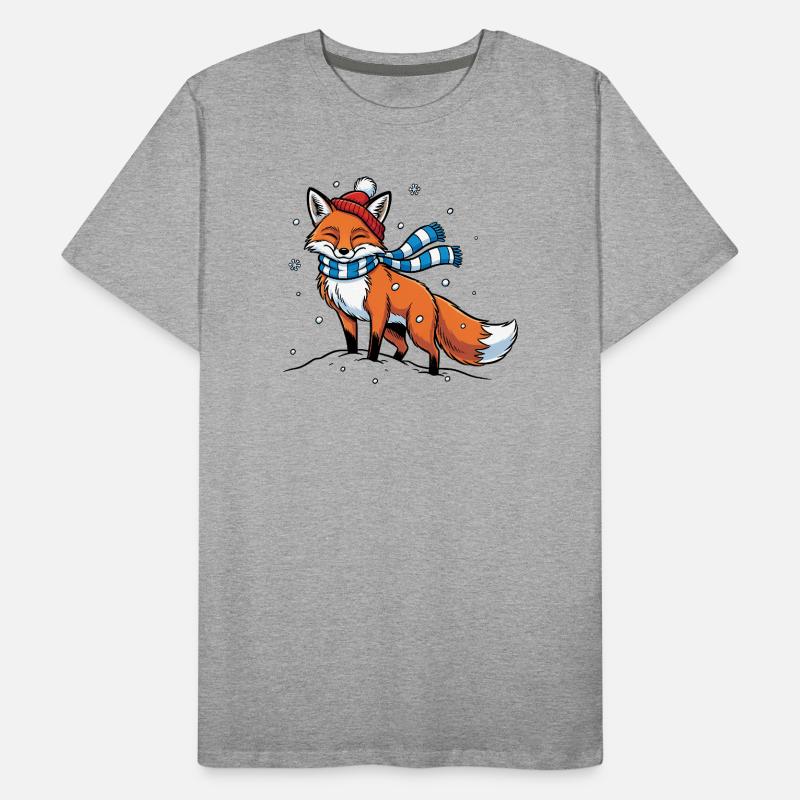 Renard d’hiver avec écharpe T-shirt bio Premium Homme