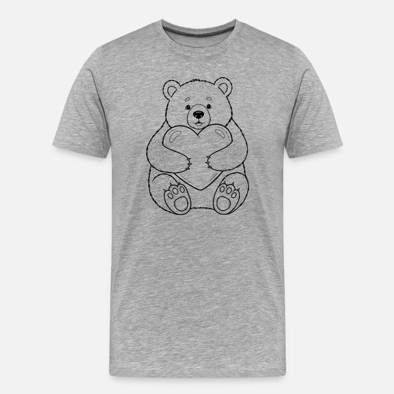 Teddybär mit Herz – kuschelige Liebe - Männer Premium Bio T-Shirt - Grau meliert