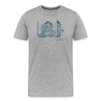 Japanische Liebende hinter der Leinwand – das habe ich gesehen. - Männer Premium Bio T-Shirt - Grau meliert - Vorne - Damien (186cm)
