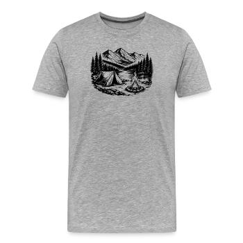 Camping Tent Forest Outdoor - T-shirt bio Premium Homme - gris chiné - Devant - Damien (186cm)