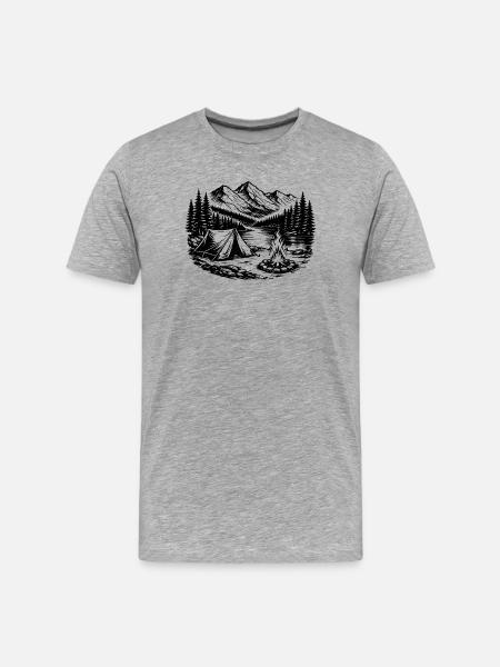 Camping Tent Forest Outdoor - Men's Premium Organic T-Shirt - heather grey