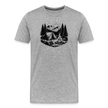 Camping Tent Forest Outdoor - T-shirt bio Premium Homme - gris chiné - Devant - Damien (186cm)