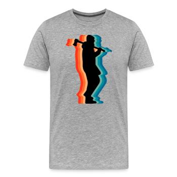 Retro Logging Worker Lumberjack Axe Silhouette Gif - Men's Premium Organic T-Shirt - heather grey - Front - Damien (186cm)