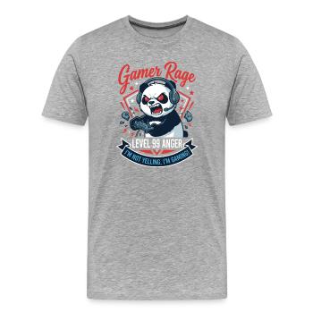 Gamer Panda Level 99 Rage - Männer Premium Bio T-Shirt - Grau meliert - Vorne - Damien (186cm)