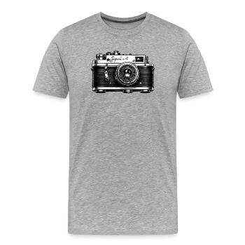 Vintage-Kamera-Skizze - Männer Premium Bio T-Shirt - Grau meliert - Vorne - Damien (186cm)