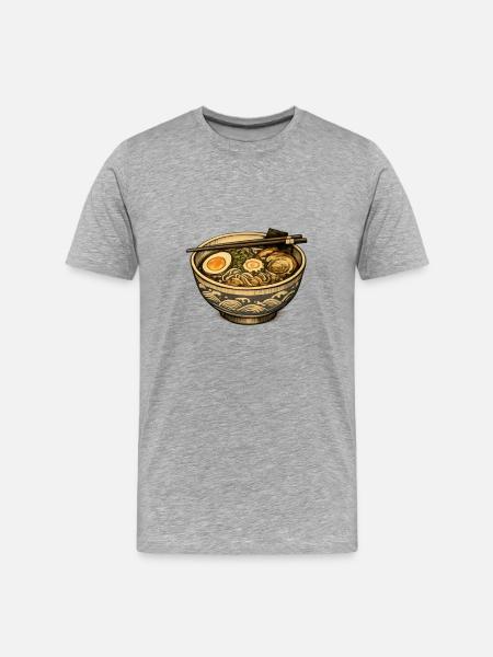 Ramen Nudeln - Männer Premium Bio T-Shirt - Grau meliert