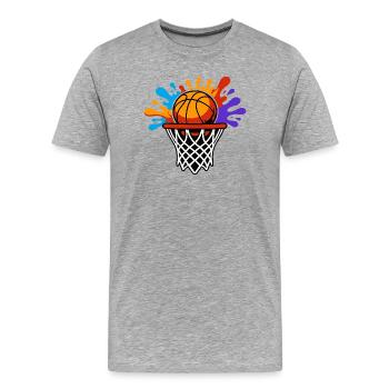 Rainbow Splash Basketball Hoop - Men's Premium Organic T-Shirt - heather grey - Front - Damien (186cm)