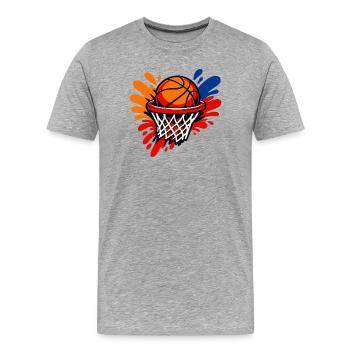 Basketball Hoop Splash Burst - Men's Premium Organic T-Shirt - heather grey - Front - Damien (186cm)